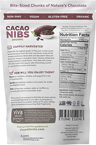 Organic Cacao Nibs, 2 lb Bag (907g) - Keto Friendly and Vegan